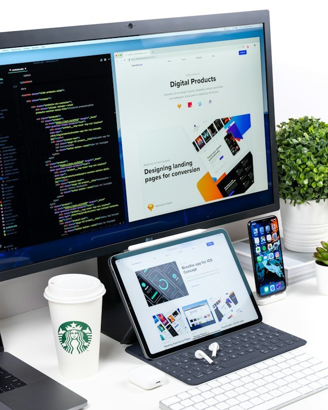 Modern responsive website design shown on desktop and mobile